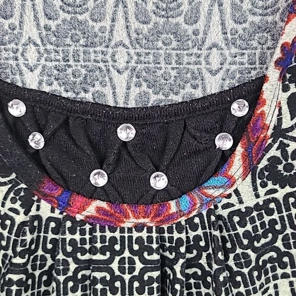 Anthropologie Funky People Boho Rhinestone Felt Sweater Dress Long Sleeve Medium - Picture 5 of 11